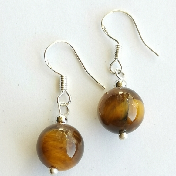 Tigers Eye drop earrings Sterling Silver hook 🆕 - Picture 5 of 5